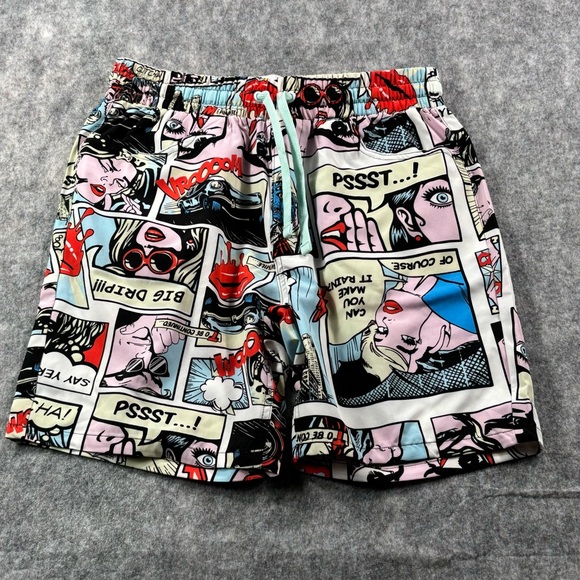Oh Snap by Drill Clothing Co. Mens Multicolor Comic Strip Shorts Size M - Picture 1 of 11